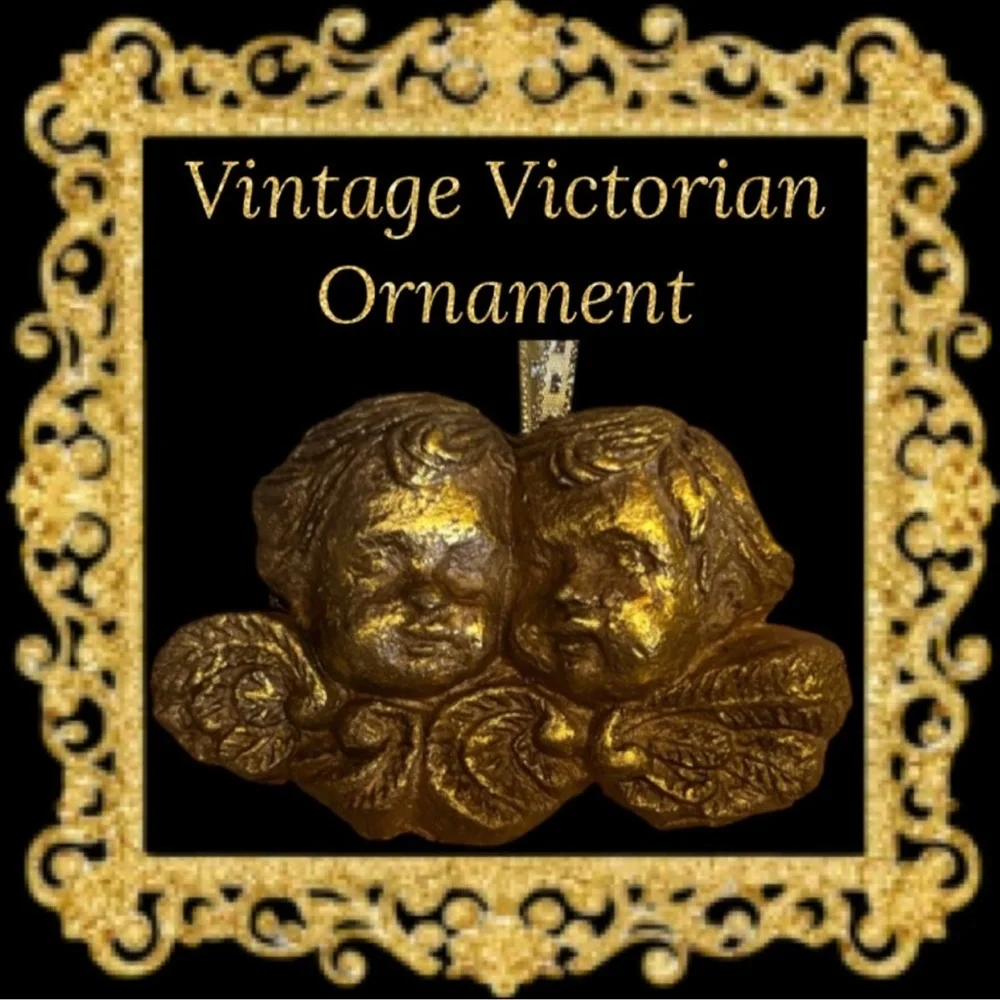 Gold Angel Ornament Vintage Christmas Handmade Ornament Luxury Victorian Cherub